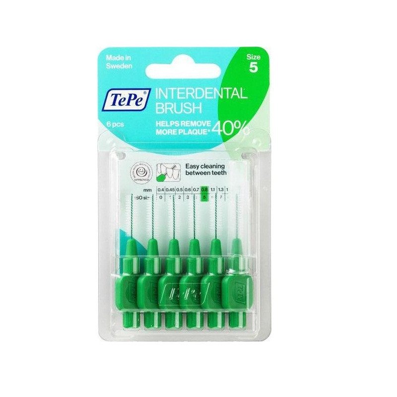 Tepe Interdental Brushes Green 0.8mm 6 Pack