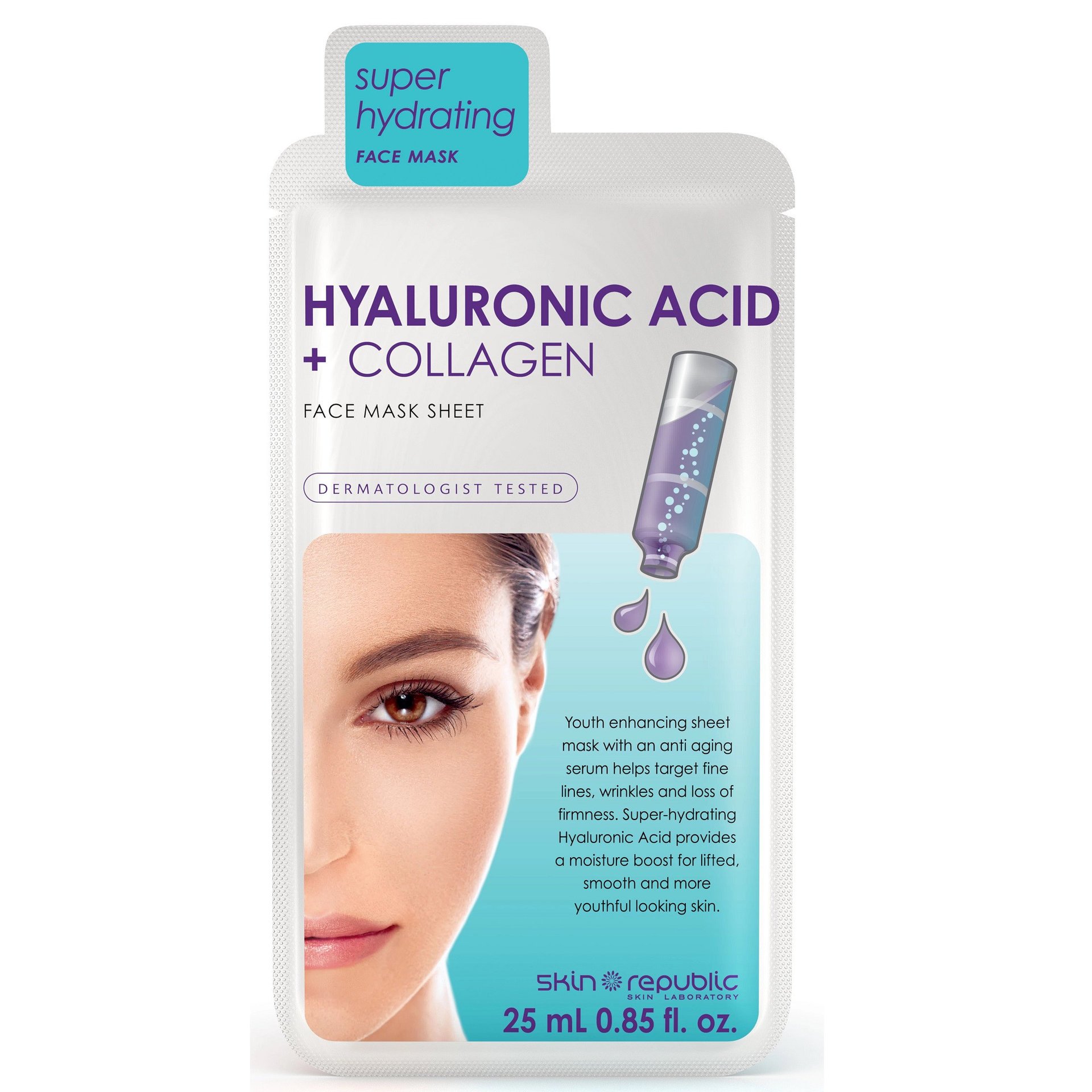 Skin Republic Hyaluronic Acid + Collagen Face Sheet Mask 25ml