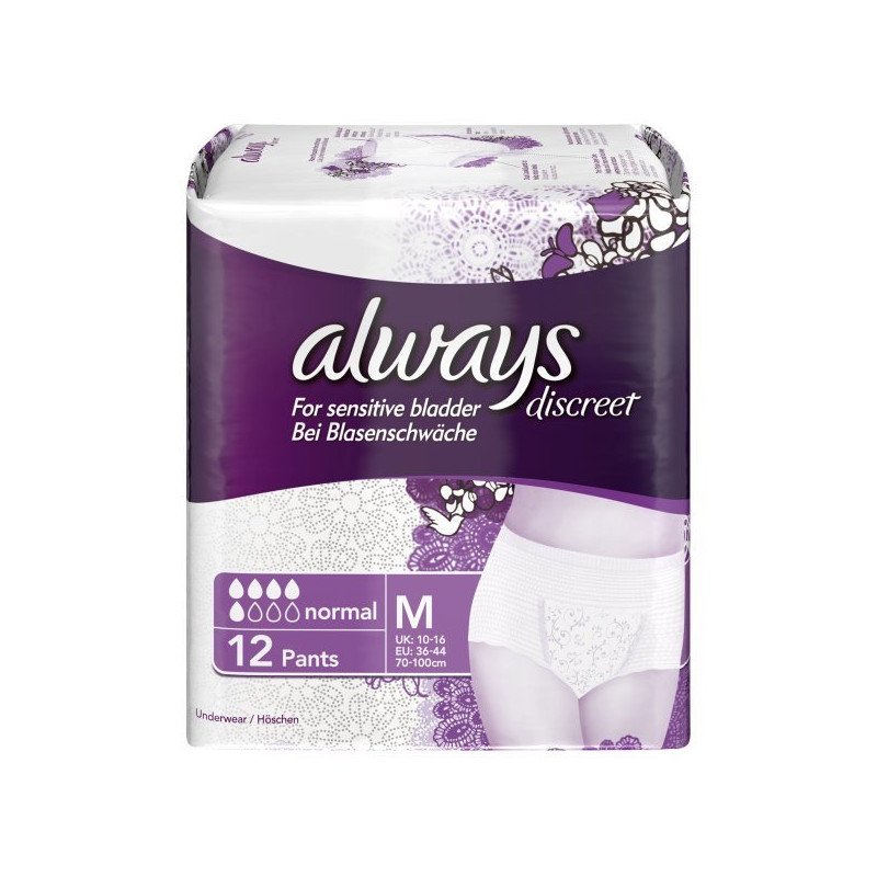 Always incontinence range Discreet pants medium 12 pack